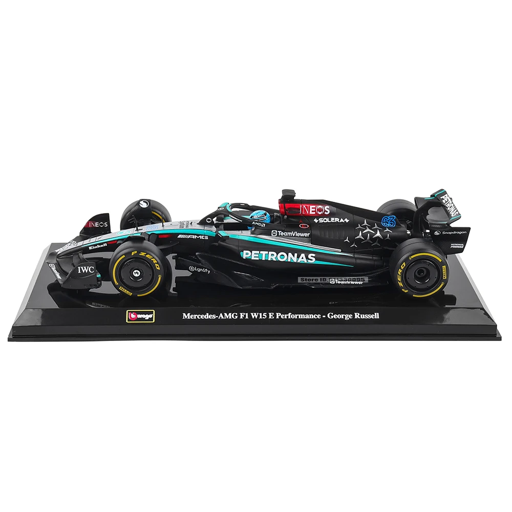 Bburago 1:24 2024 F1 فريق Mercedes-AMG Formula One # 44 لويس هاميلتون # 63 جورج راسل نموذج سيارة نموذج مجموعة لعبة هدية