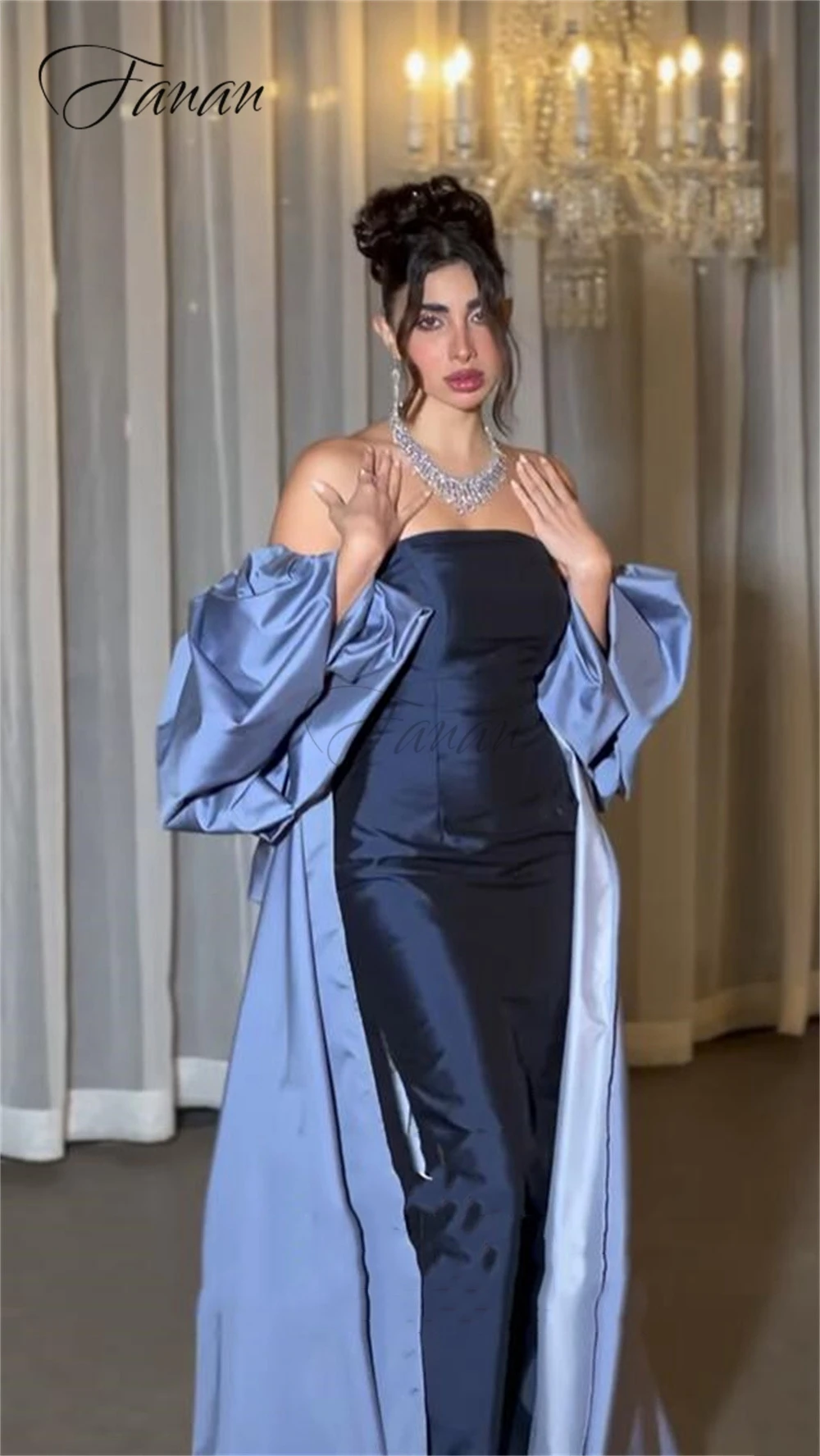 Customized Prom Dresses Backless Sleeveless Satin Grace Banquet Dress Strapless Sexy Straight Evening Gown Solid Color فساتين سه