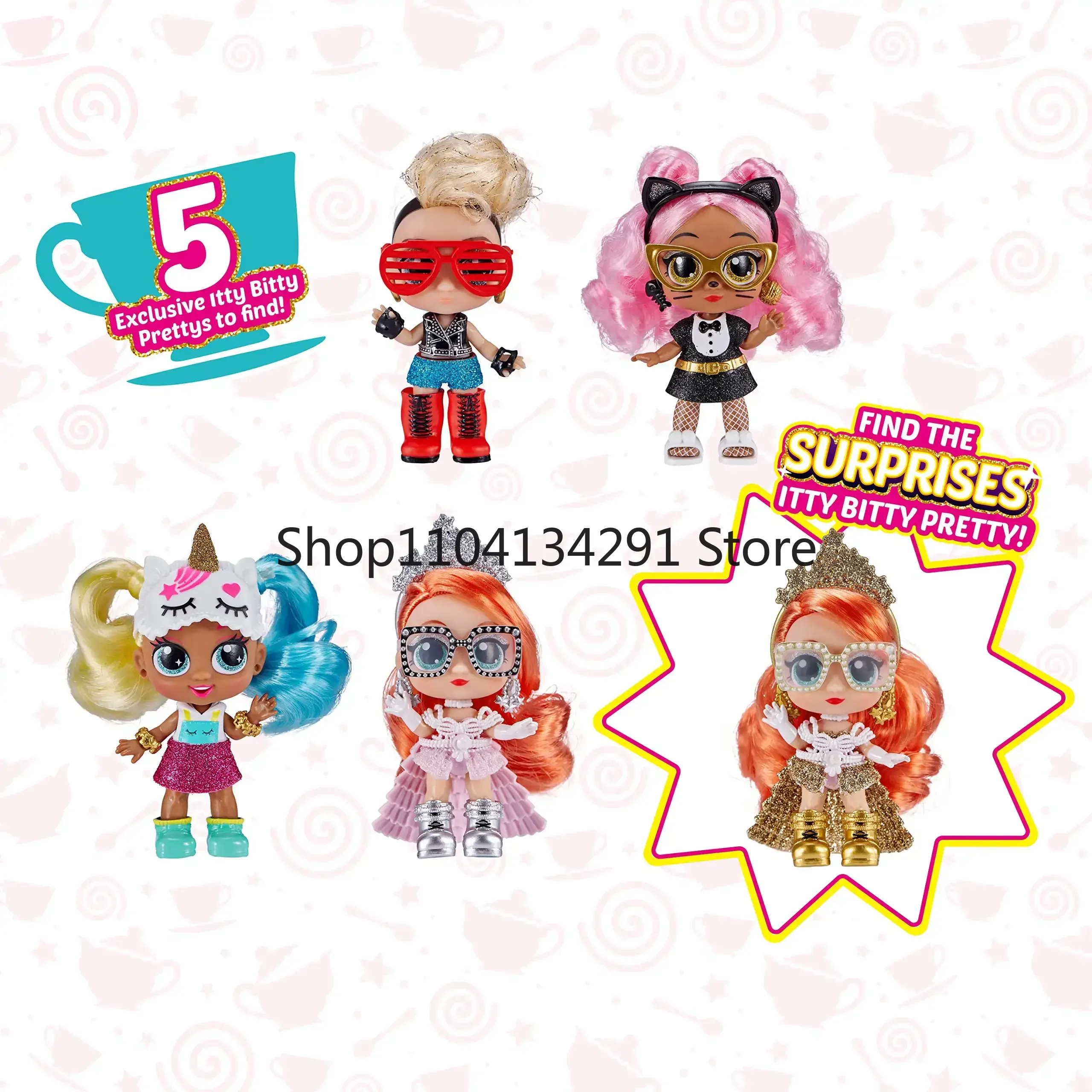 ZURU Itty Bitty Prettys Tea Party Surprise Teacup Dolls Playset Series 1 Teacup Doll Surprise Blind Box Girls Play House Toys