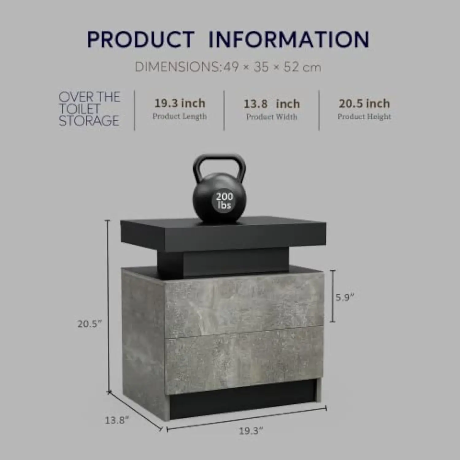 Conjunto de 2 mesinhas de cabeceira LED, mesa lateral moderna com 2 gavetas, móveis de quarto LED para quarto e sala de estar, cinza