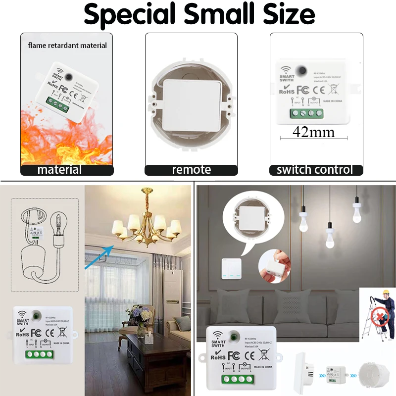 Mini WIFI Smart Light Switch Tuya Smart Life APP Wall Panels Touch Switch 433Mhz DIY Relay Module Timer Voice Google Home Alexa