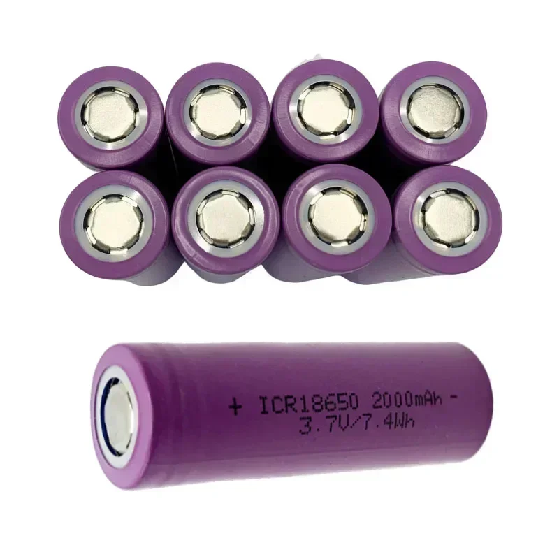 New Original ICR18650 Large Capacity Rechargeable Lithium-ion Battery 3.7V 2000mah, Suitable For Various Electronic Products DIY