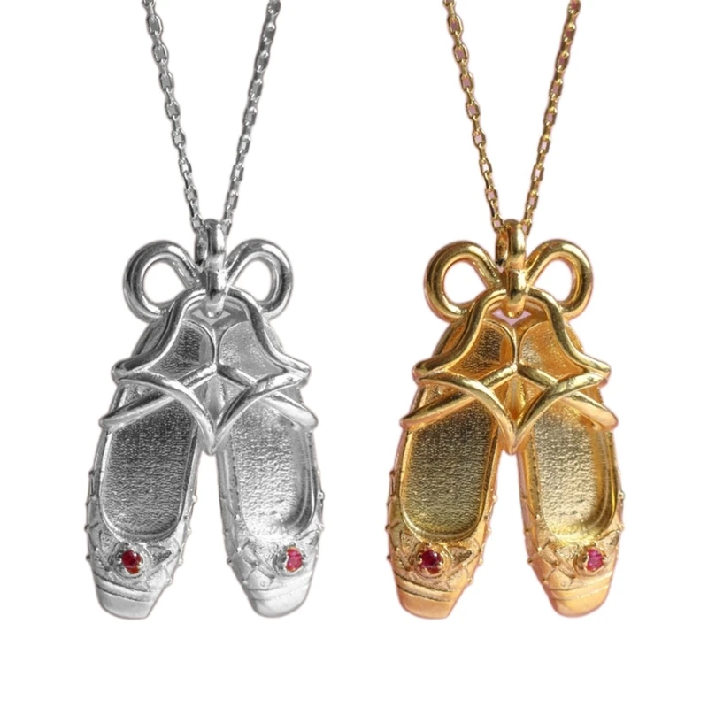 

Ballet Shoe Necklace Delicate Bowknot Dance Shoes Pendant Necklaces for Women N58F