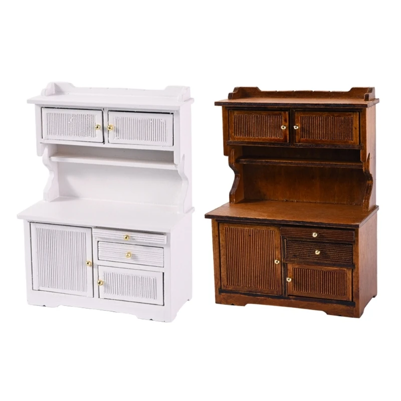 

1/12 Realistic Miniature Wooden Sideboard with Working Doors for Dollhouses Enthusiasts and Craft Model Project Decors 15UB