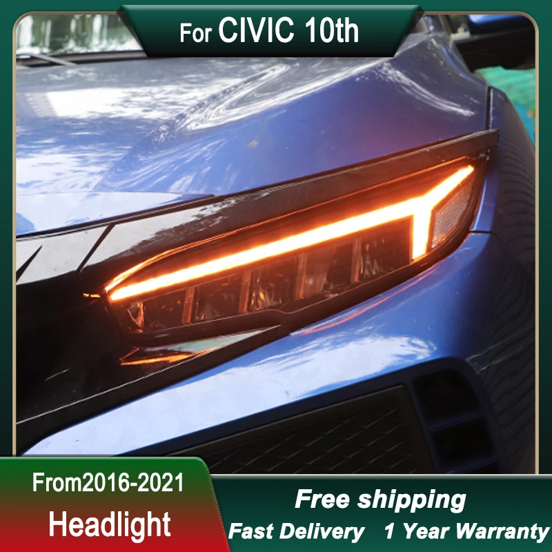 سيارة المصابيح الأمامية لهوندا سيفيك 10Gen 2016-2021 LED رئيس مصباح ترقية DRL ديناميكية مصباح إشارة رئيس مصباح الجبهة ضوء الجمعية