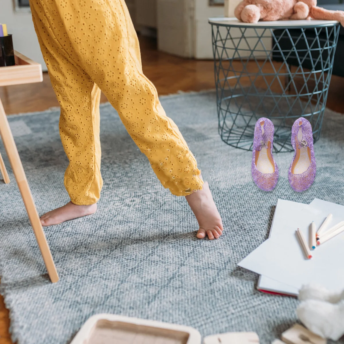 

1 пара детских сандалий, фиолетовый, размер 26, желейный материал, модная праздничная одежда для девочек, праздничная одежда, сандалии в стиле принцессы для малышей