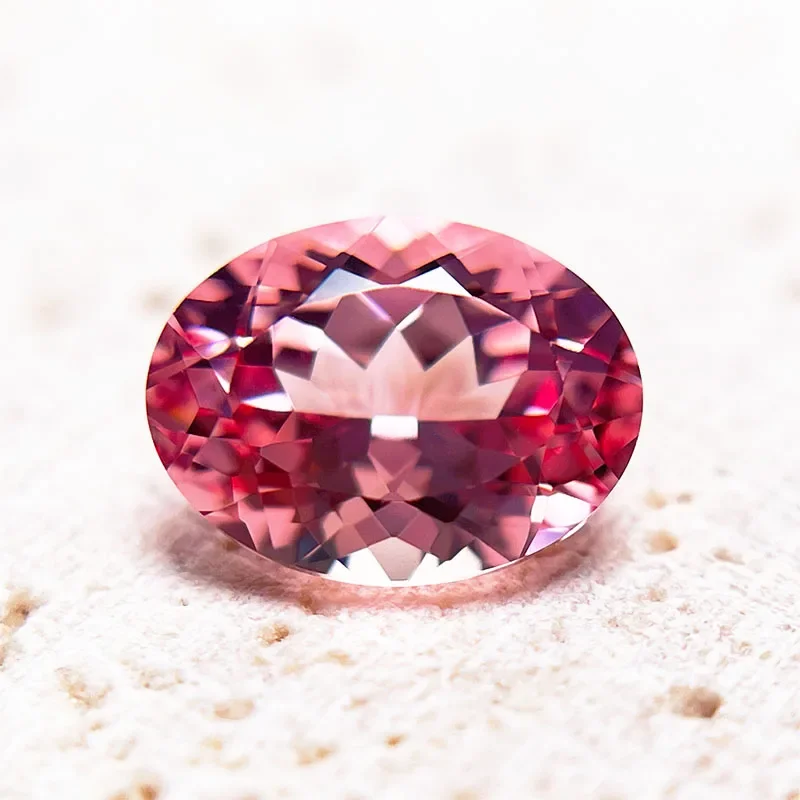 Laborgezüchteter Saphir, oval geschliffen, Sonnenaufgangsrosa Farbe, DIY-Charms, Schmuck, Ringe, Ohrringe, Herstellung, Hauptmaterialien wählbar, Zertifikat – Detail 5
