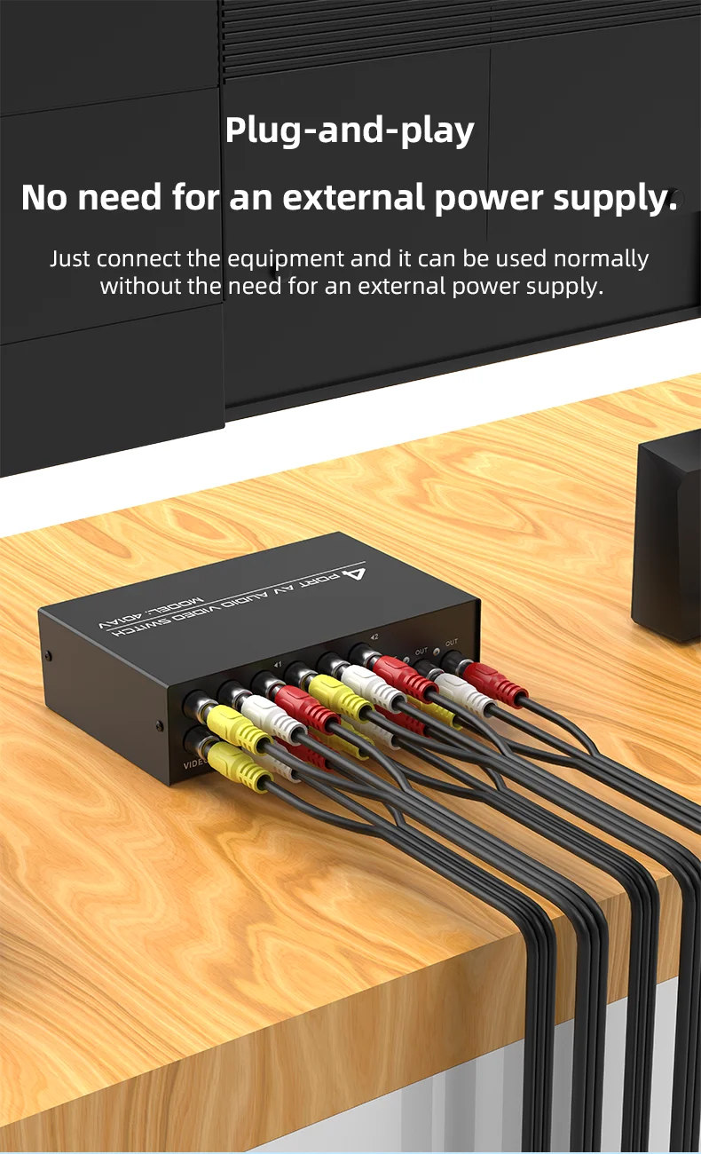 FJGEAR New 2/4/8 Ports AV RCA Switch, Composite Audio Video Splitter Selector for STB TV DVD Xbox PS2 Player