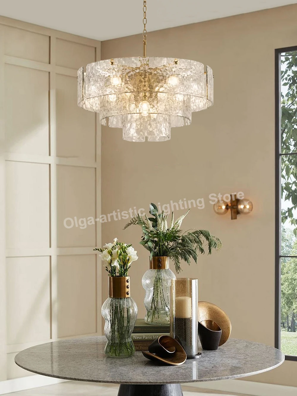 Nordic Designer 2026 Murano Green Amber Glass Chandelier Lighting Dimmable Hanging Lamp for Ceiling Height Adjustable Lustres