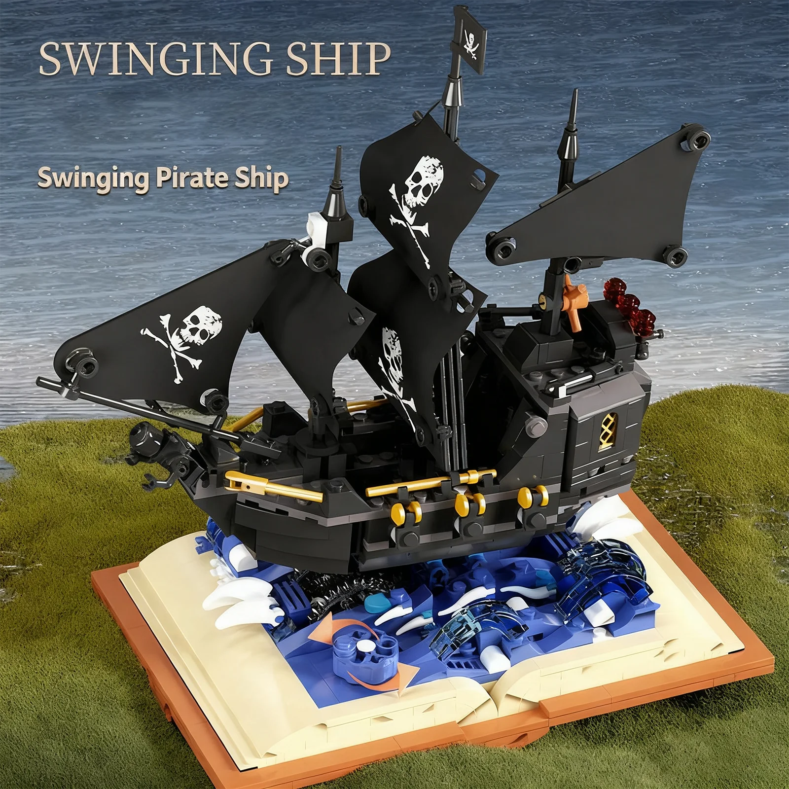 919PCS Nero Perla Nave Pirata Building Blocks Set MOC Modello Kit per Adulti Bambini FAI DA TE Barca A Vela Desktop Decor Natale Bir