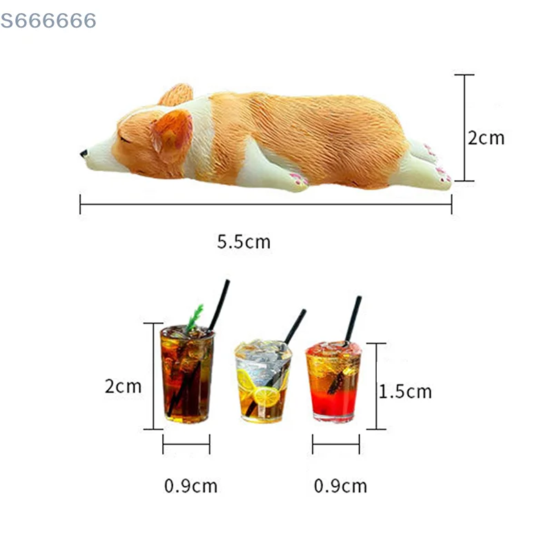 

Sleeping Resin Animal Doll Center Console Decoration Cute Interior Adornments Creative Mini Corgi Car Ornament