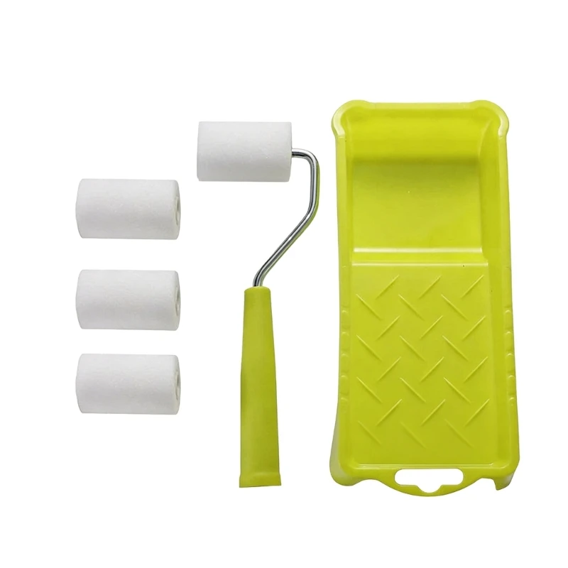 2Inch Foam Paint Roller Set With Plastic Handle Smooth Finishing Paint Roller Tray For Precisely Trim And Edges Work 