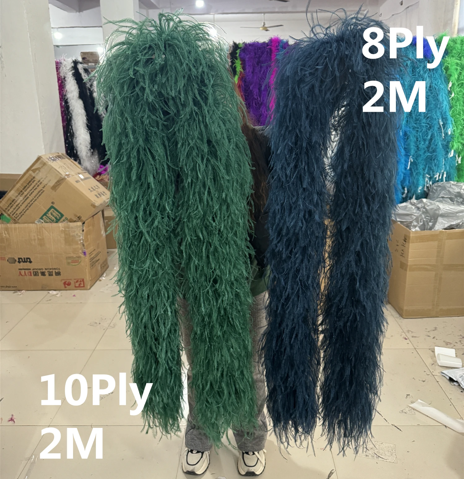 2 Meters Natural Ostrich Feather Boa Multicolors Ostrich Feathers Trim Shawl Party Dress Decoration Plume Scarf 6 8 10 15 20PLY