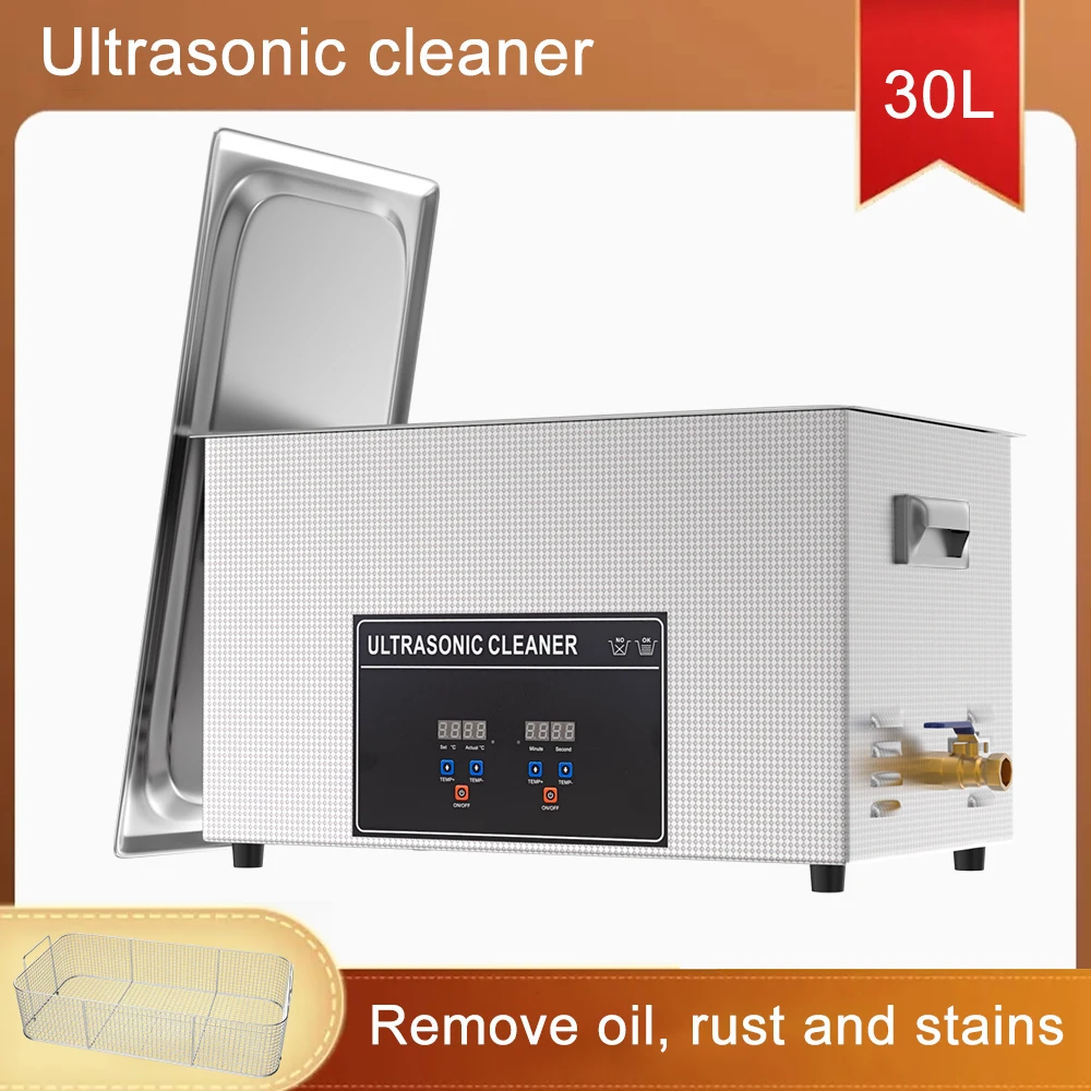 

Ультразвуковая чистящая машина для ювелирных изделий, очков, лабораторных инструментов, карбюратора, автозапчастей двигателя, ультразвуковой очиститель с нагревателем, 30 л для ванны
