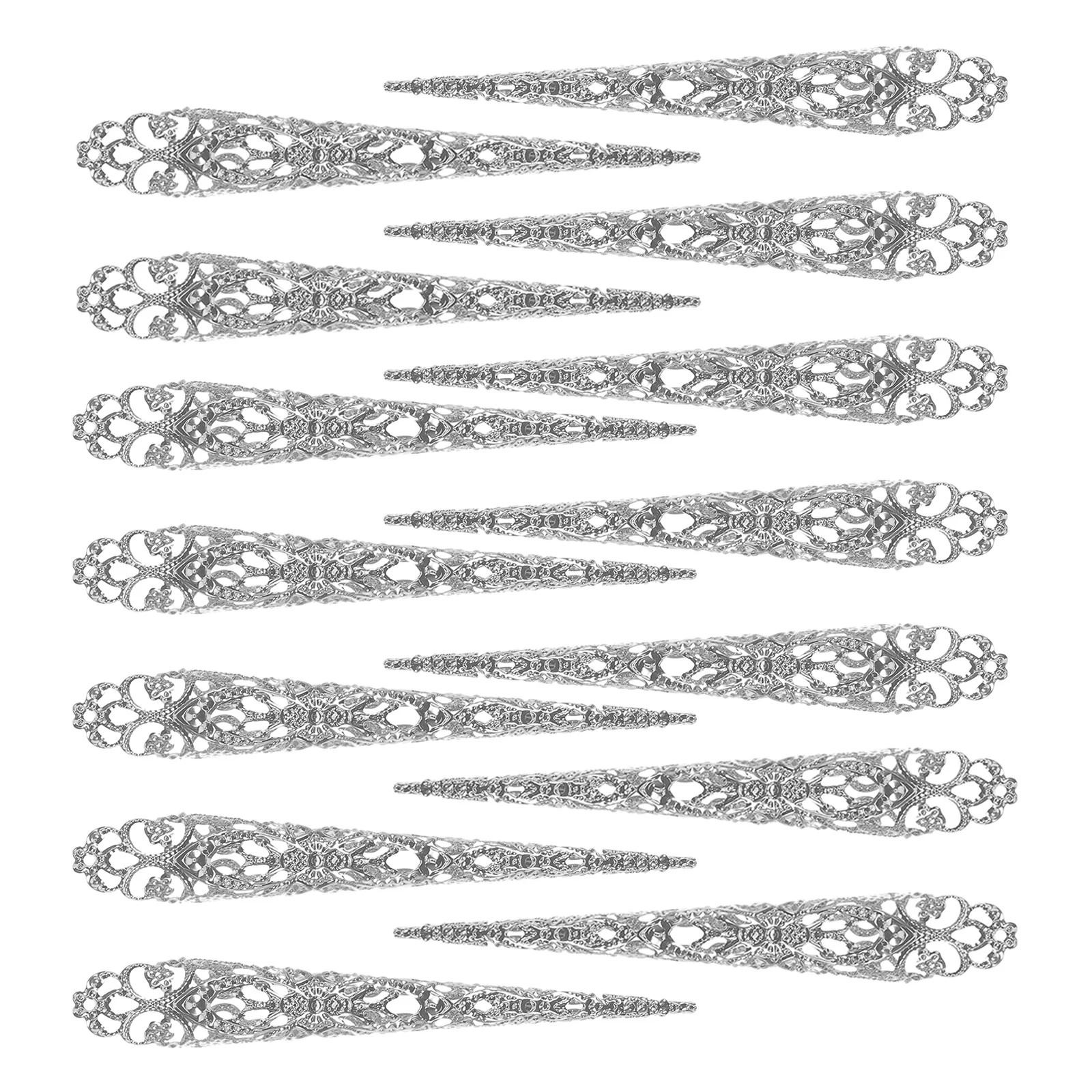 

20Pcs Gothic Hollow Claw Nail Rings Metal False Nail Covers Fake Fingertip Claws for Halloween Cosplay Medieval Costume