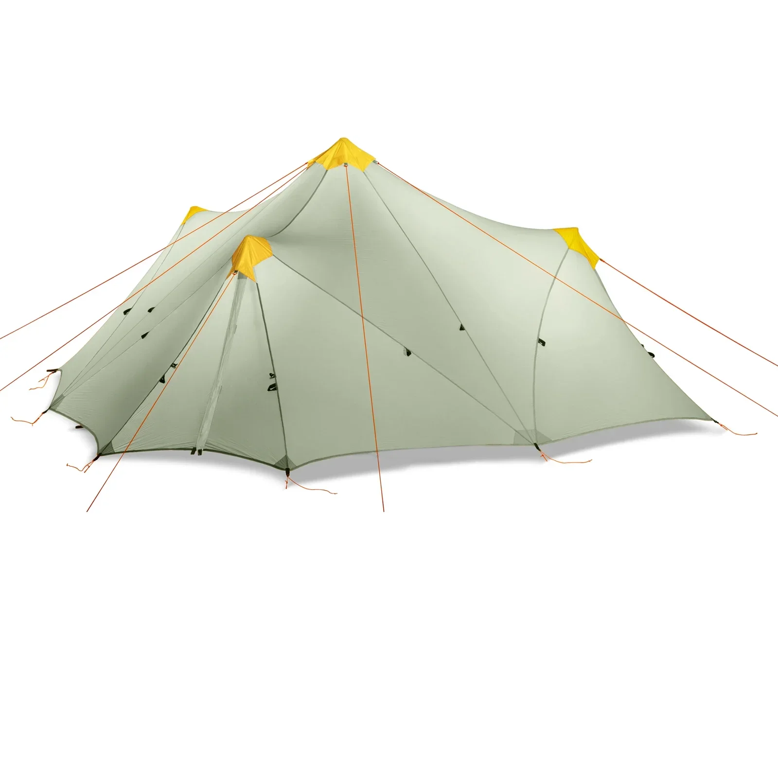 6-8 Person 4 Seasons Camping Flysheet Ultralight 680g Two-sided Silicone Coating Nylon Rodless Large Waterproof Backpacking Tent