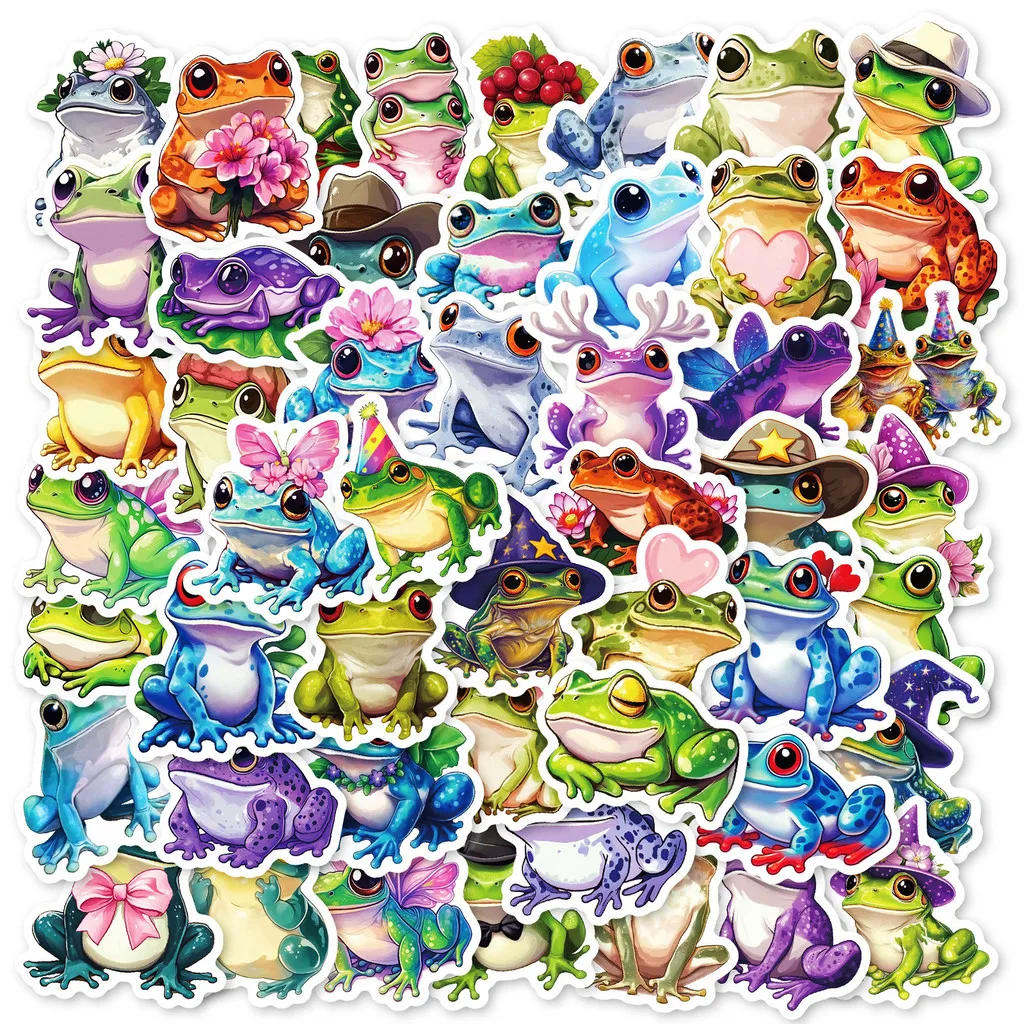 50Pcs Frog Doodle Stickers, Unique Non‑Repeating Waterproof Decals for Journaling and DIY Aesthetic Decoration AnimeWorlds Store