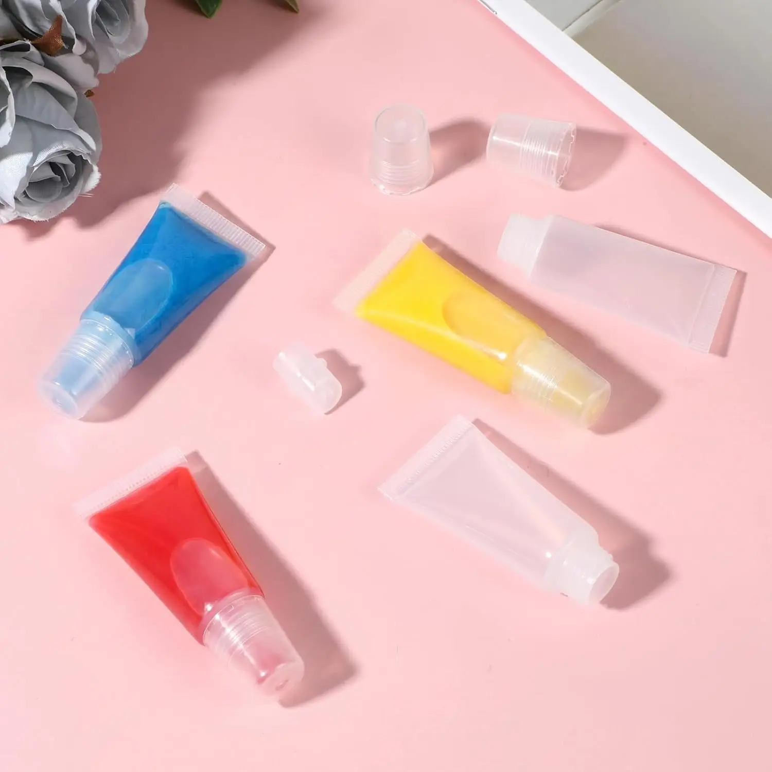5ml/10ml Empty Lip Gloss Tubes Clear Lip Balm Tubes with 20ml Syringes Refillable Squeeze Lip Balm Containers DIY Lip Gloss view 5