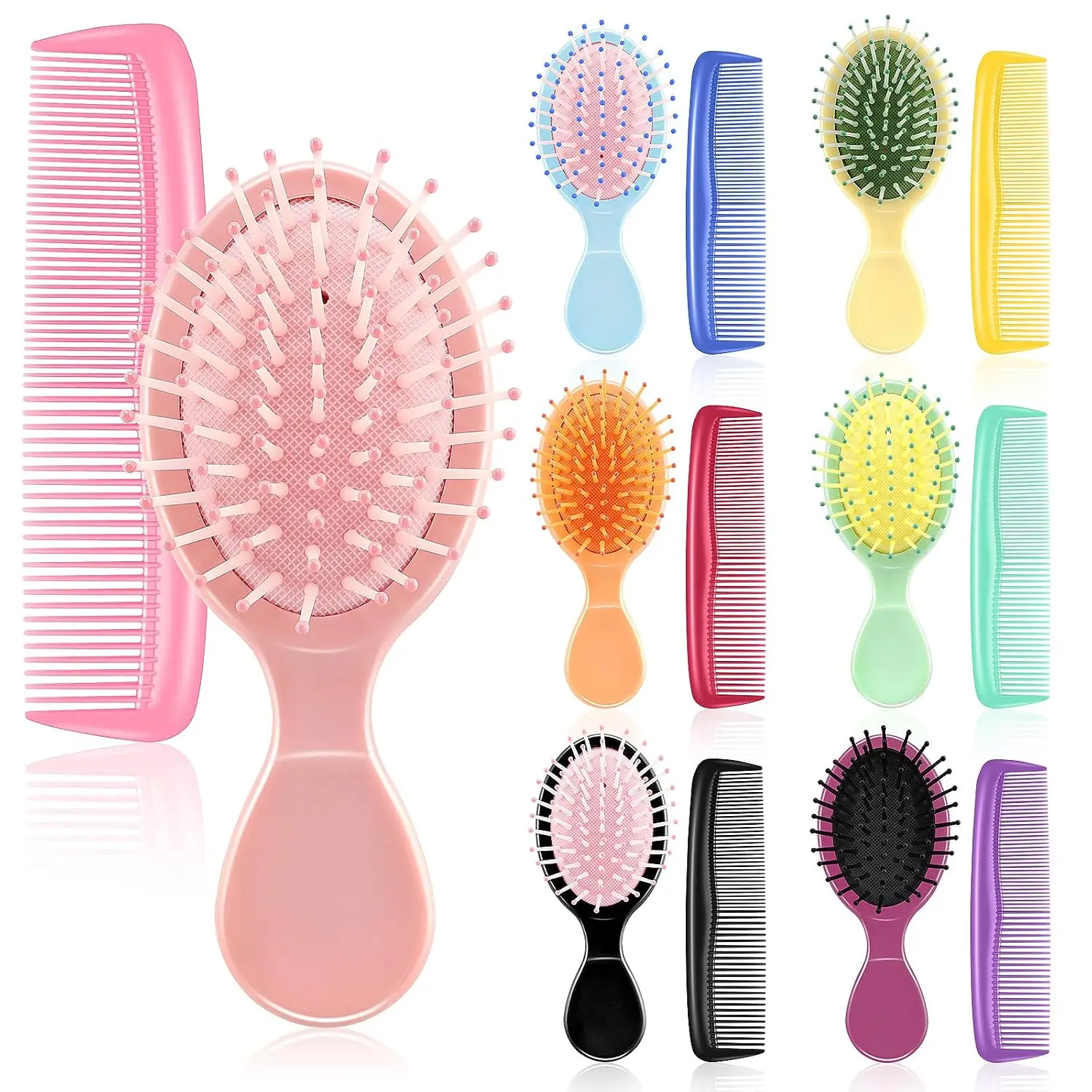 14 Pcs Mini Wet Hair Brush & Comb Set for Travel, Kids, School, Bulk Party Favors