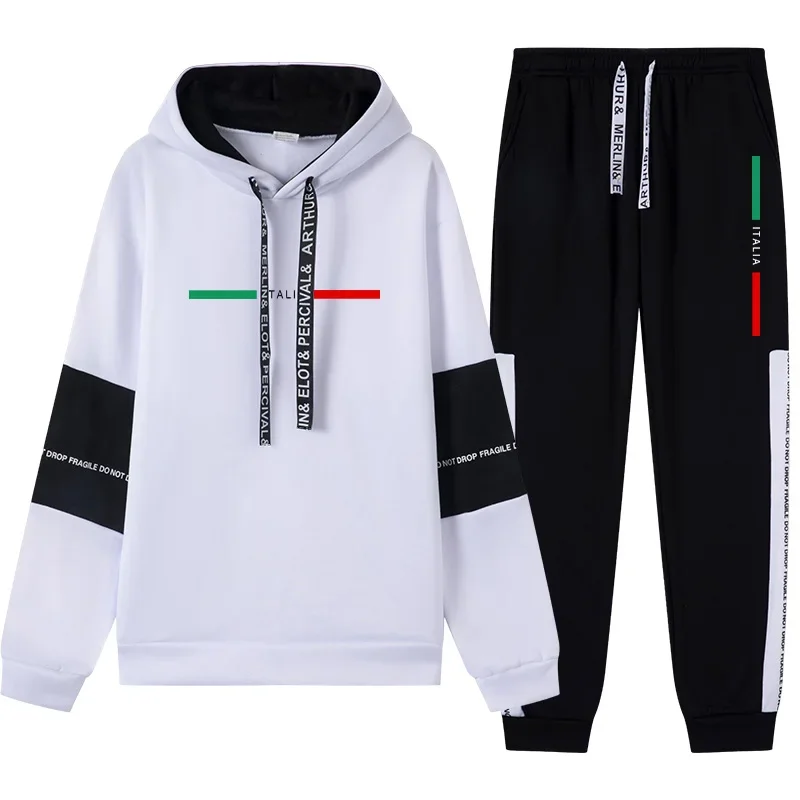 

Autumn Winter Mens Tracksuit Print Casual Hooded Sweatshirt Set Outdoors Sports Jogging Mens Clothing Fashion Sportswear Outfits