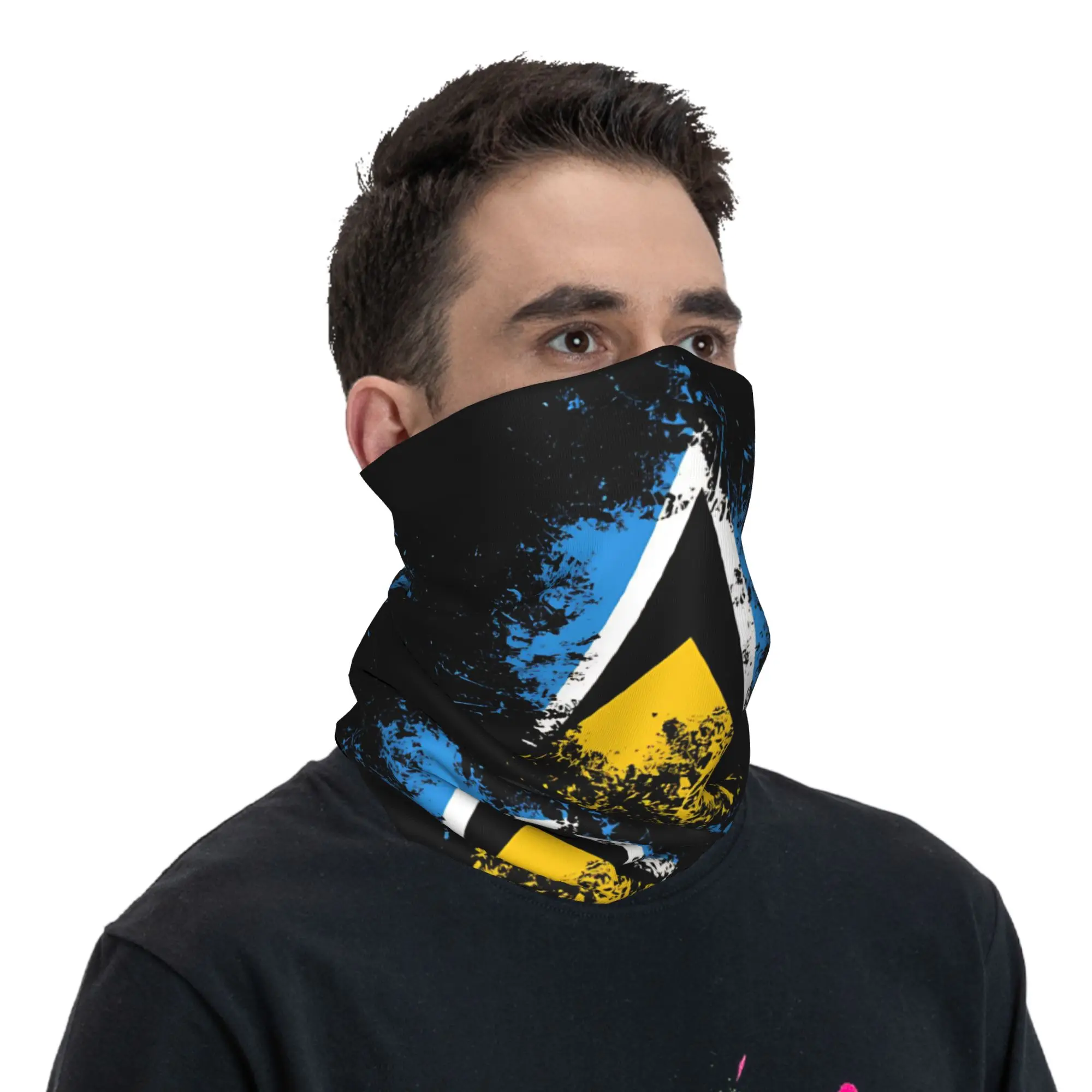 Outdoor Sports Balaclava Saint Lucia Flag Cycling Mask Seamless Soft  Tactical Mask y2k Funny Fishing Dustproof Neck Gaiter