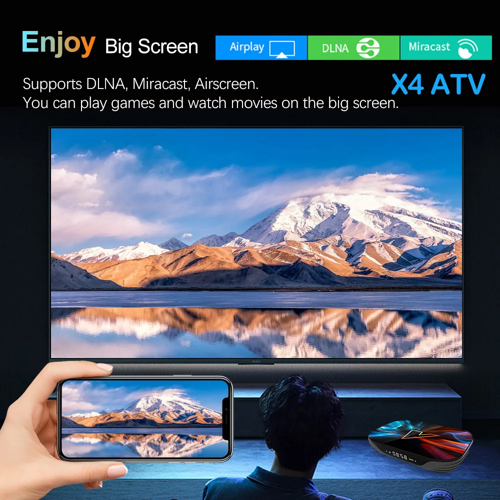 VONTAR X4 ATV androidtv 11.0 Smart TV Box Amlogic S905X4 Support 8K Video 4K AV1 1000M Wifi DDR3 4GB 32G 64G 128G Media player