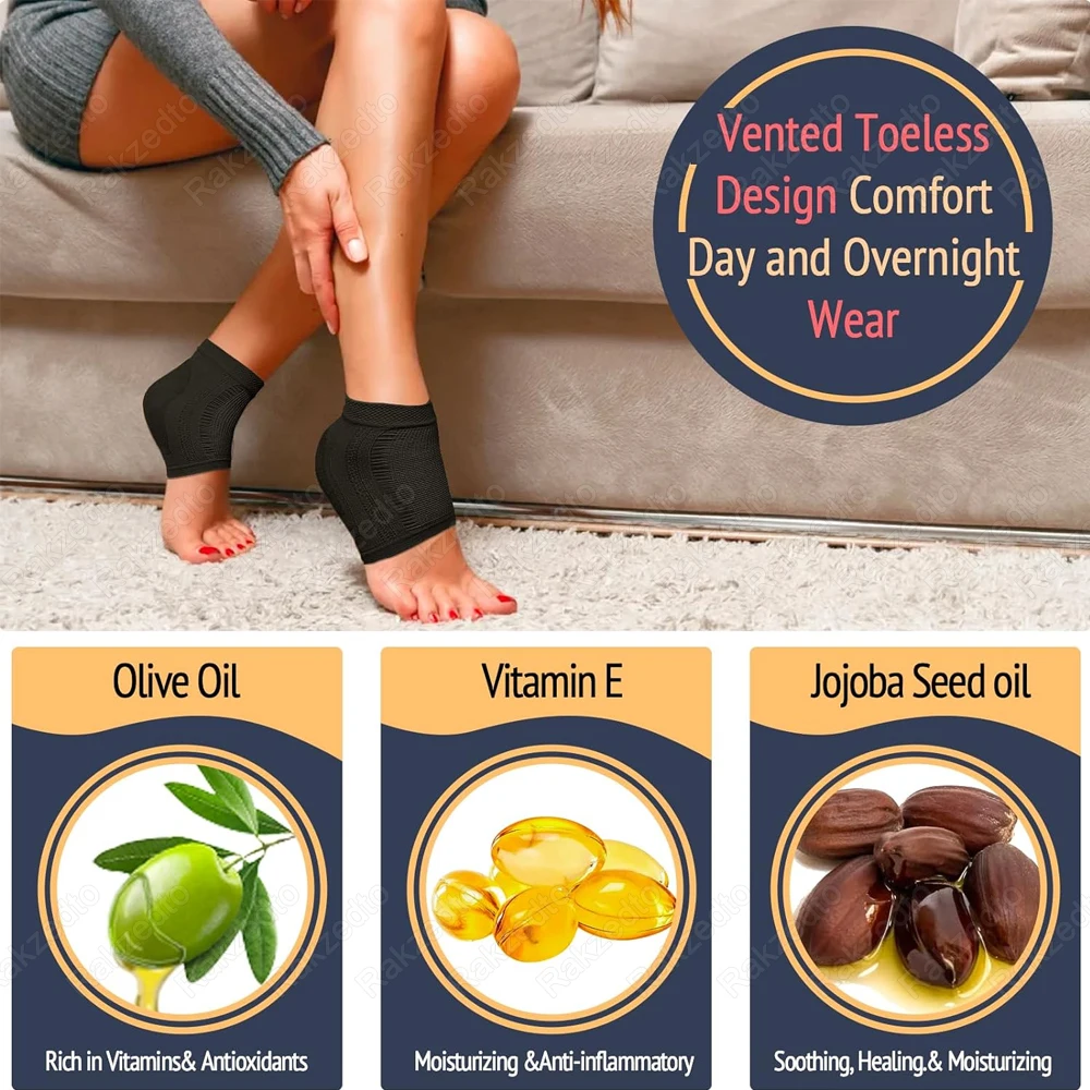 4Pcs Gel Heel Socks for Dry Cracked Heel Treatment Foot Skin Moisturizing Heel Pain Relief for Plantar Fasciitis Heel Protector