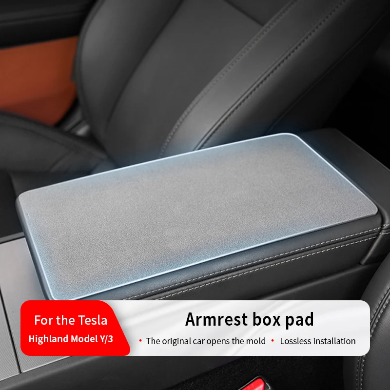Suitable for Tesla's Updated Model 3/Y Armrest Box Pad, Protective Cover, Central Anti Slip Cover, Suede