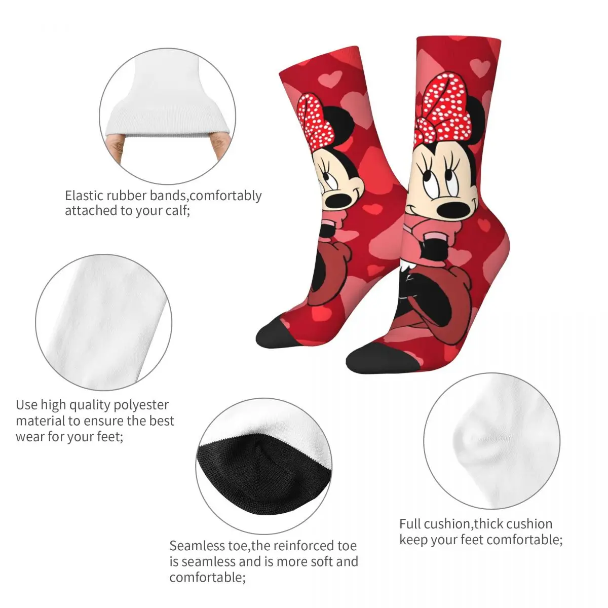 Cute Minnie Mouse Winter Warm Crazy Design Women MenSocks Beauty Cartoon Sweat Absorbing Football Socks