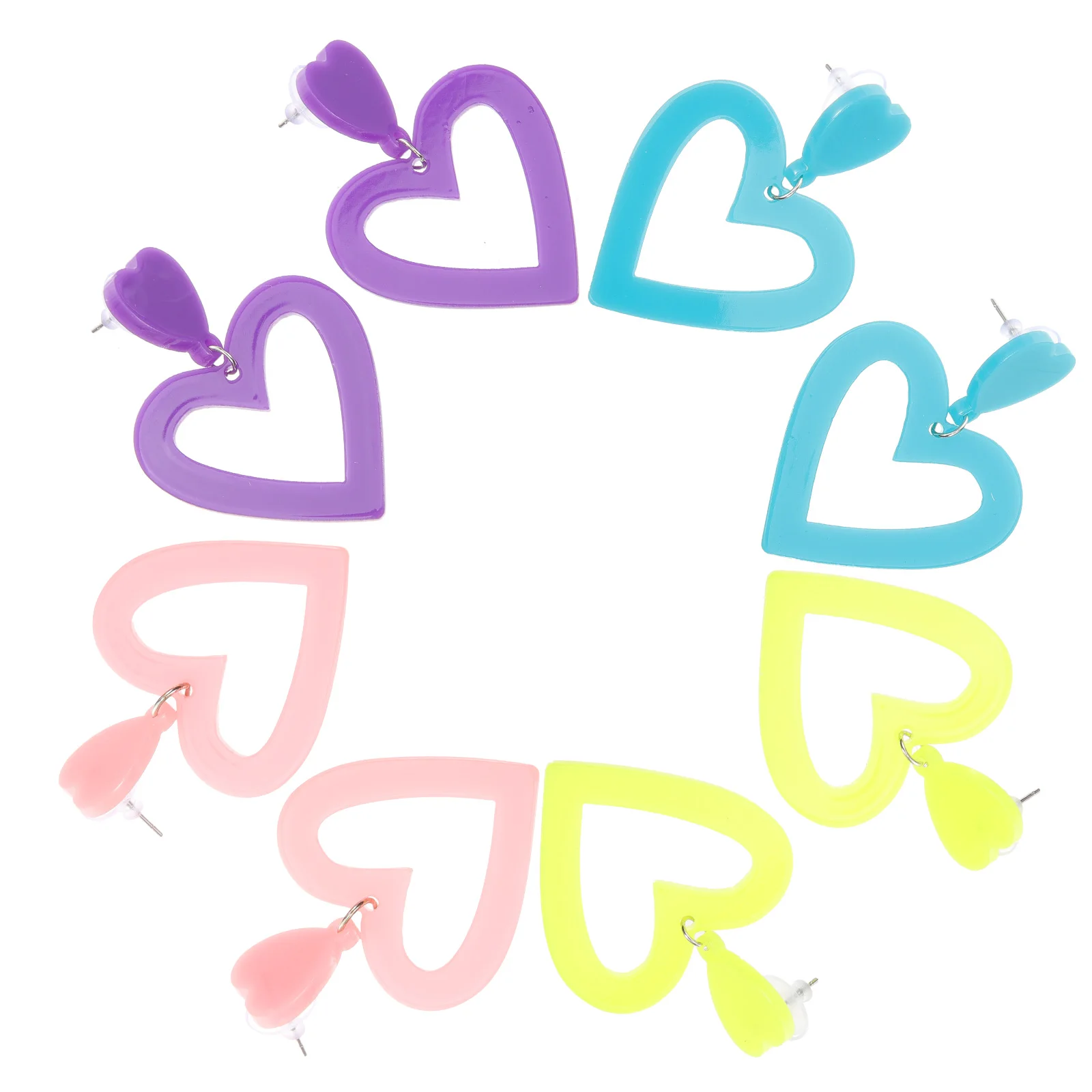 

4 Pairs Heart Earrings Unusual Accessories Girls Dangle Fashion for Earings Decoration Drop Shaped