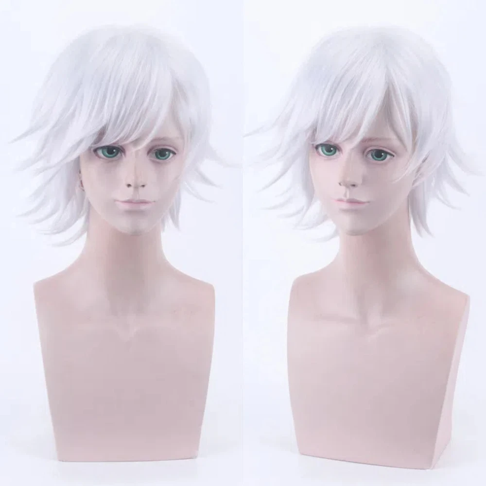 

Anime Long Short Synthetic Hair for Halloween Short White Wig for Men or Women Anime Cosplay Wig Layered Fluffy Costume Wigs