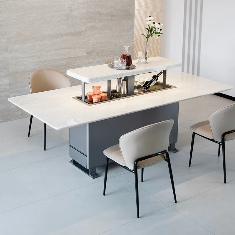 Lifting multi-functional dining table with refrigerated and frozen smart dining table kitchen living room dining table