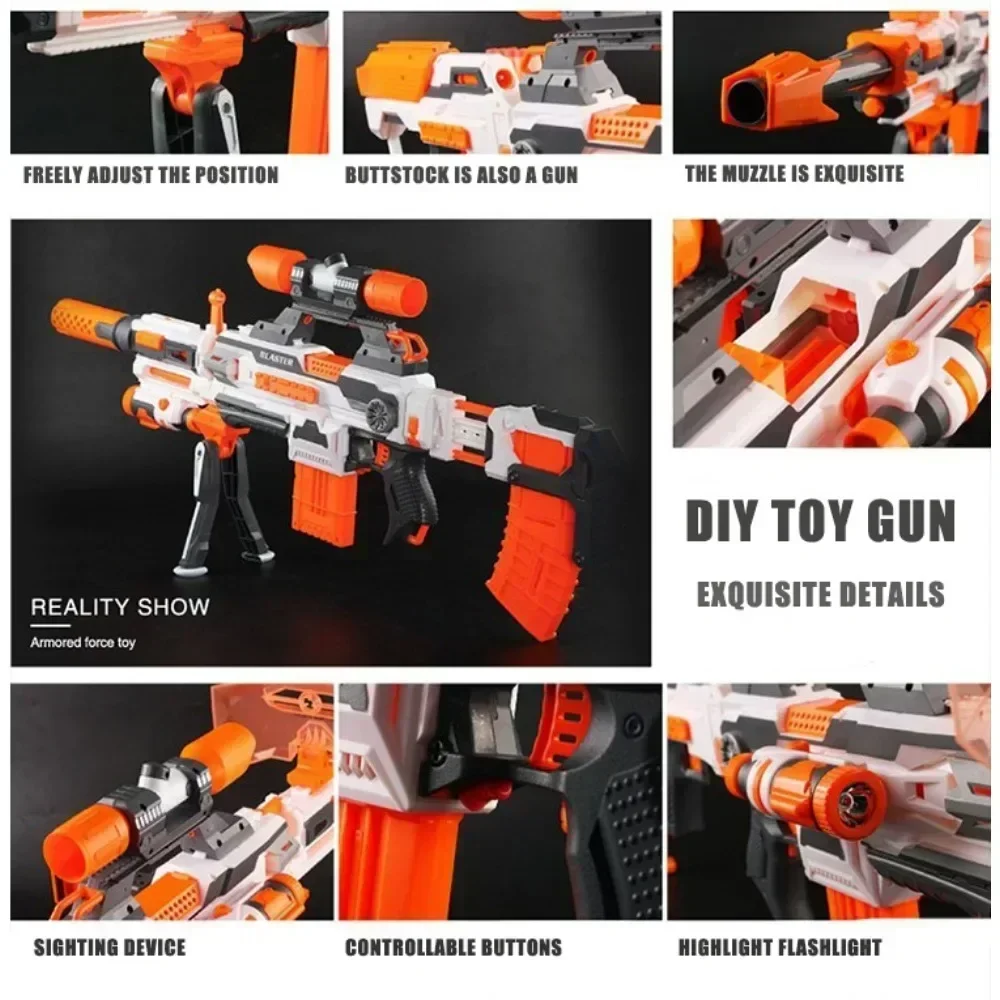 Peças Modificadas Universais para Arma de Brinquedo, Nerf N-strike Elite Series, Silenciador Cauda Stock Lanterna, Acessórios de Arma