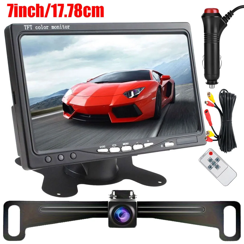 

7" Monitor & Rear View Backup Camera Reverse HD Night Vision For Car Truck RV