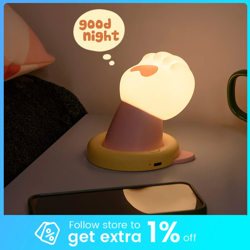 Cat Claw Night Light Creative Bedside Lamp Light in The Bedroom Corridor Children Luminous Midnight Work and Study Gifts