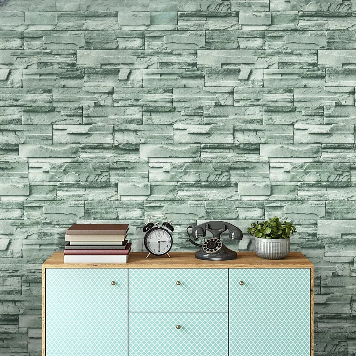 

Brick Stone Wallpaper 3D Texture Wall Panel Removable Peel and Stick Wallpaper Self-Adhesive Wallpaper for Countertop Backsplash