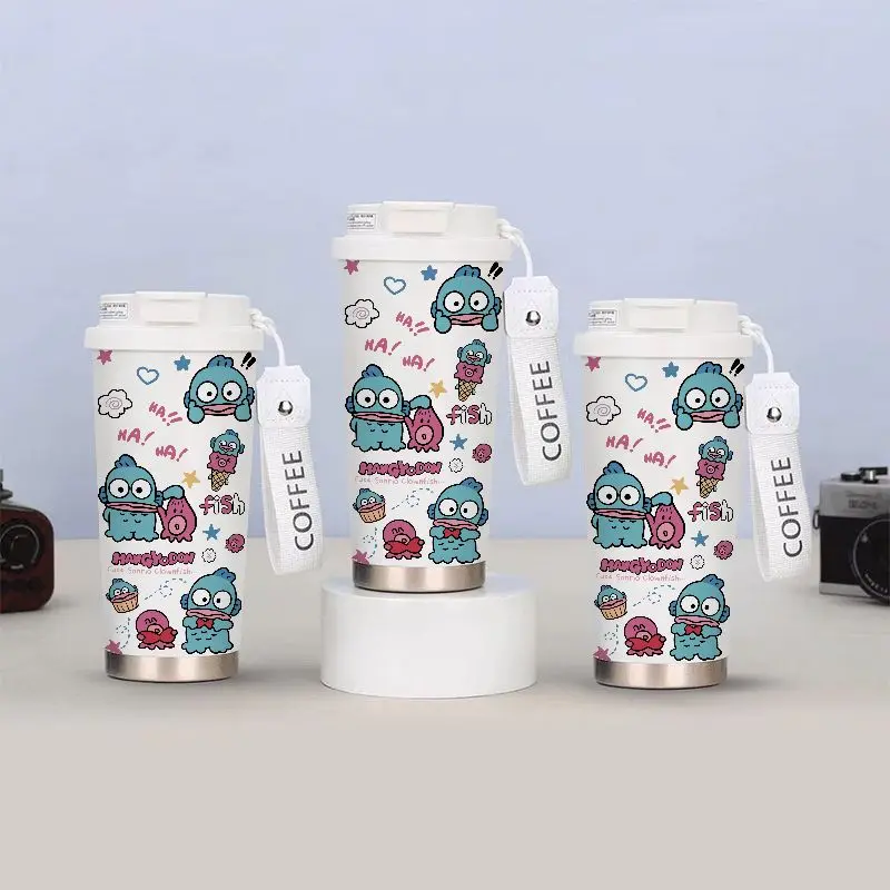 Sweet Hangyodon Anime Kawaii Sanrio Ins Students Large Capacity Coffee Water Cup Cute Cartoon Thermos Cup Gifts for Kids