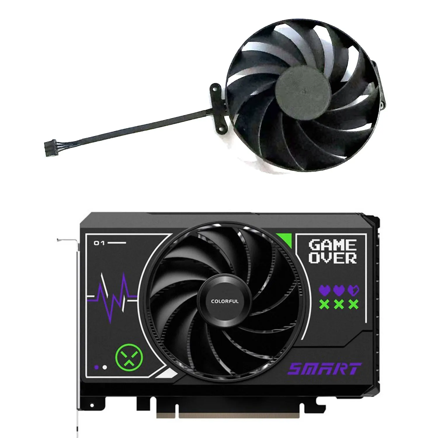 Graphics card fan 4PIN 90MM GFY09215M12BPA DC 12V 0.5A suitable for Colorful RTX 4060 Smart MINI 8GB graphics card