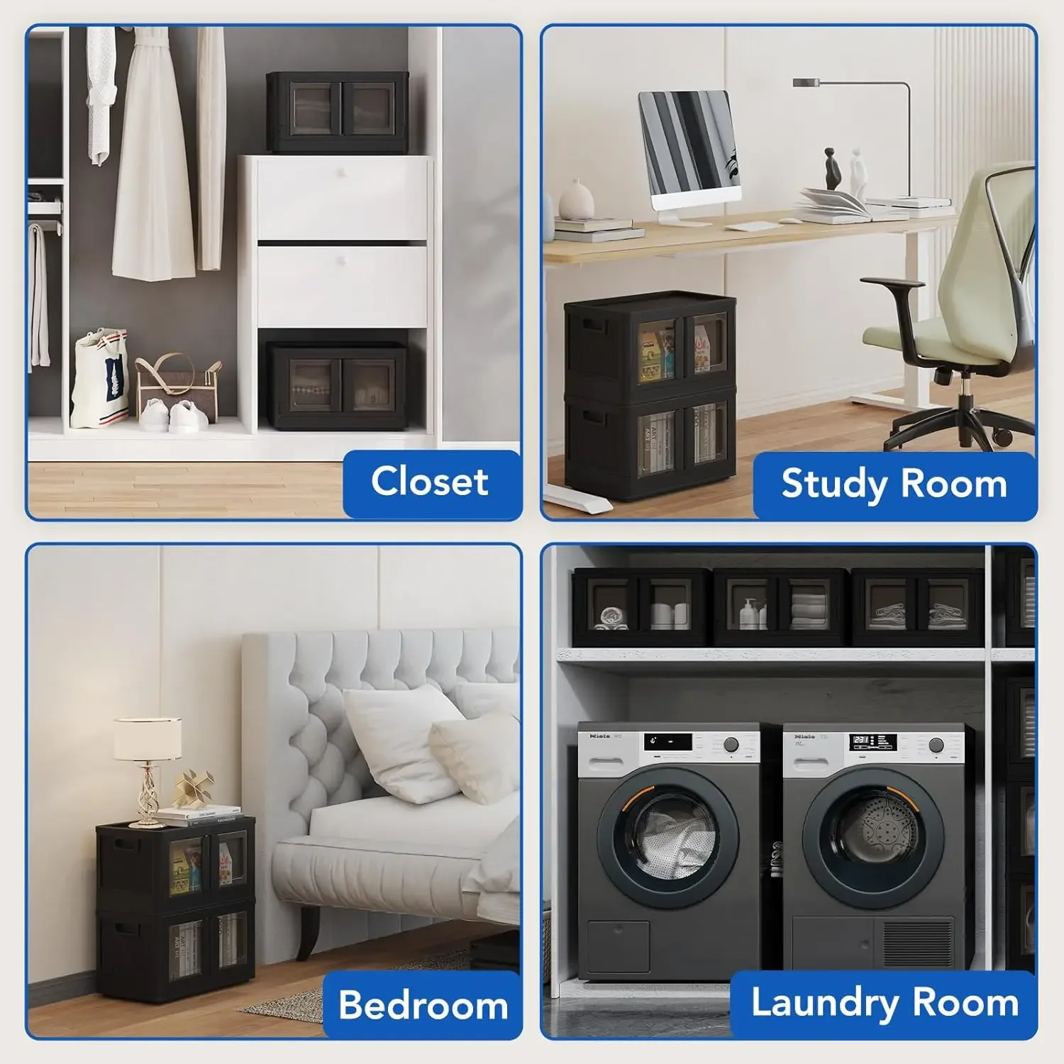 Stackable Storage Bins with Lids, Collapsible Plastic Storage Bins, 75 QT-2 Pack Closet Organizers