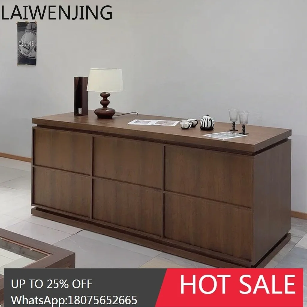 

MJY Cashier Counter Island Cabinet Flow Counter Display Cabinet Walnut Color Display Stand