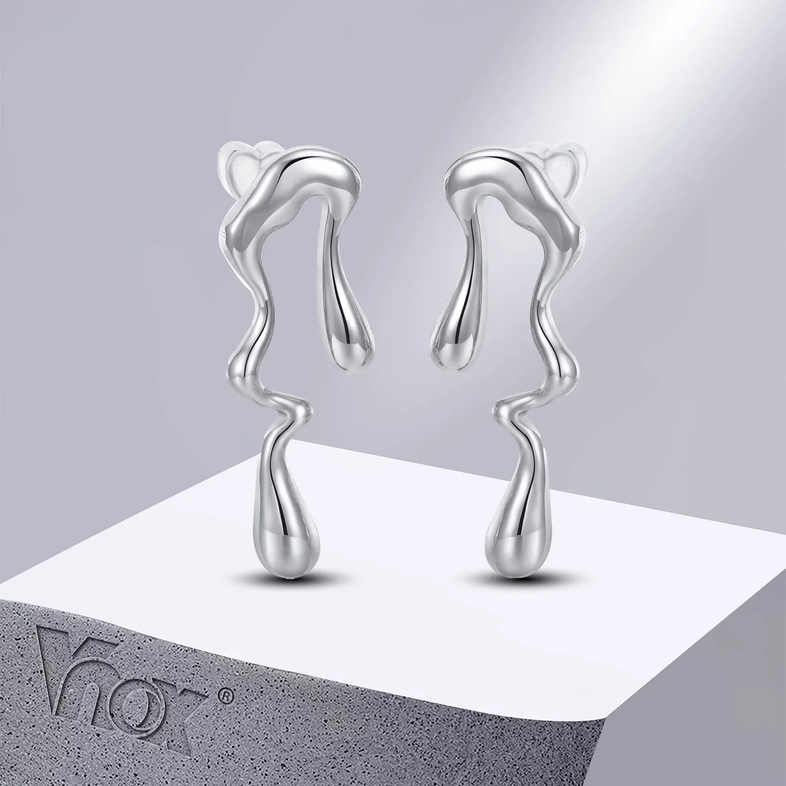 Vnox Stylish Irregular Shaped Earrings for Women, Never Fade Anti Allergy Stud Earrings with Heart Earhub, Unique Ear Jewelry