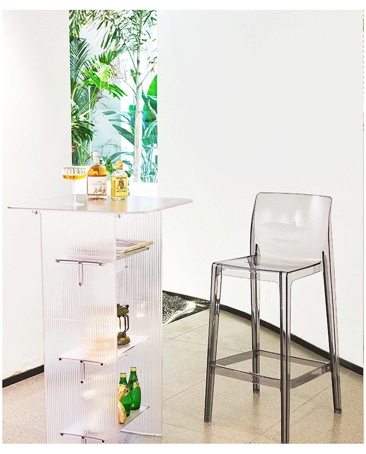 Clear Acrylic Modern Bar Stool Ergonomic Counter Height Chair Stylish Kitchen Island Seating for Home Furniture & Cafe Decor