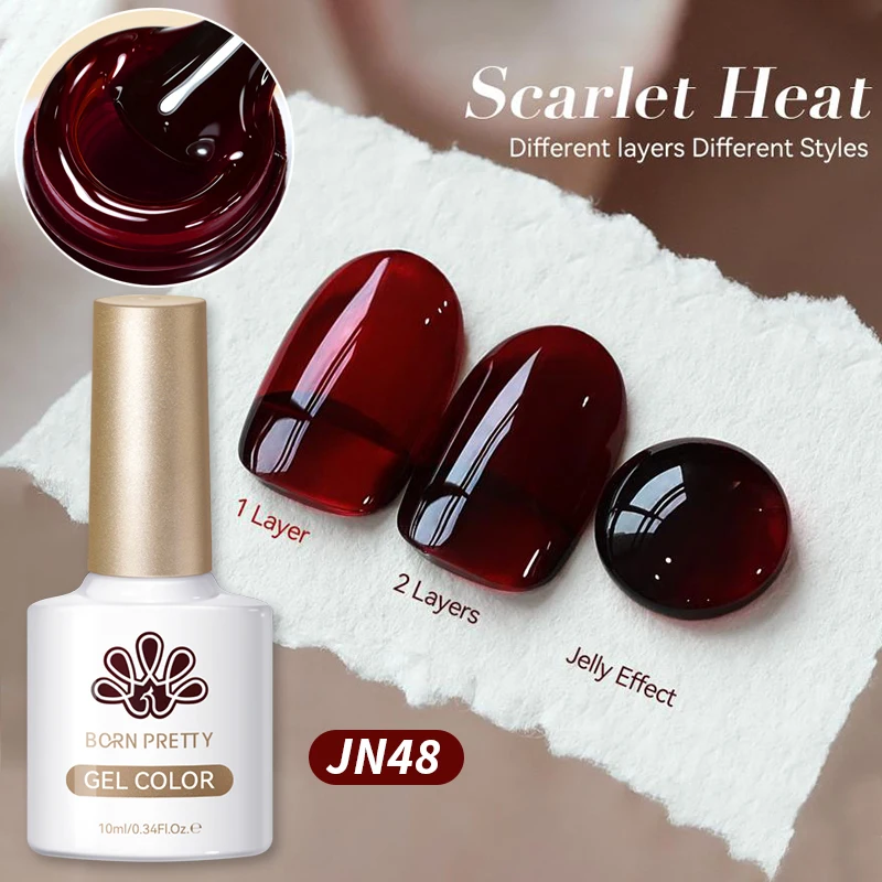 BORN PRETTY 10ml Halloween Translucent Crimson Red Jelly Nail Gel Soak Off Semi Permanent UV LED Gel Polish DIY Salon Manicure