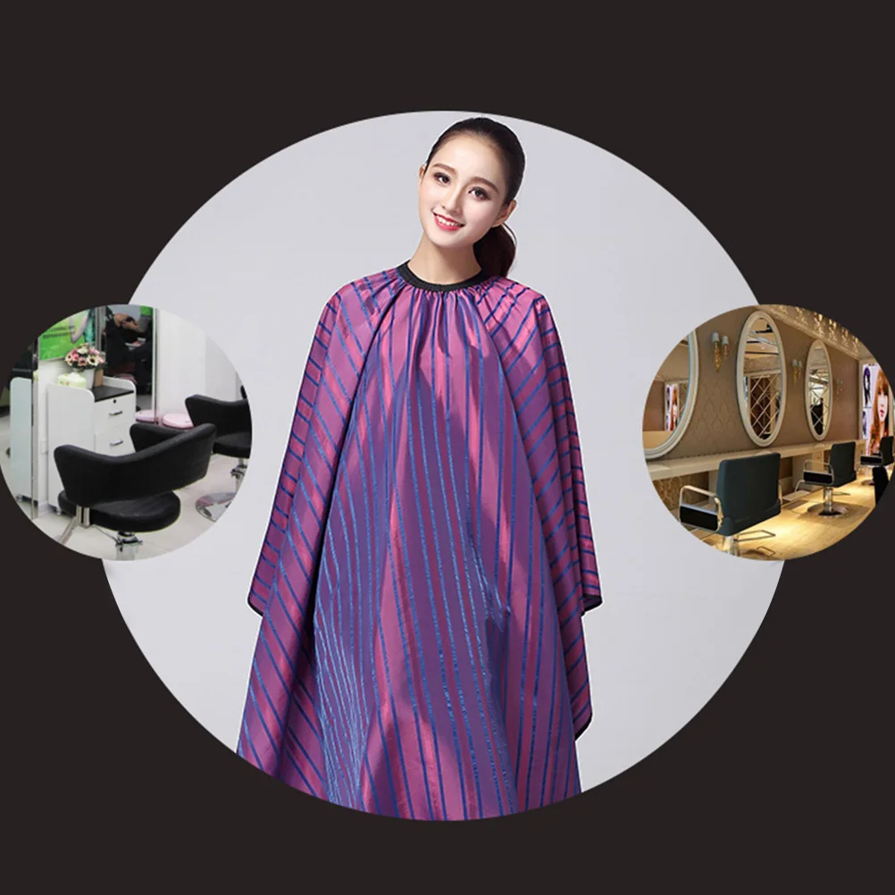 

Stripe Design Hairdressing Cape Stain Resistant Haircut Cape Hair Cutting Cloak Haircut Gown for Men Women (Purple)