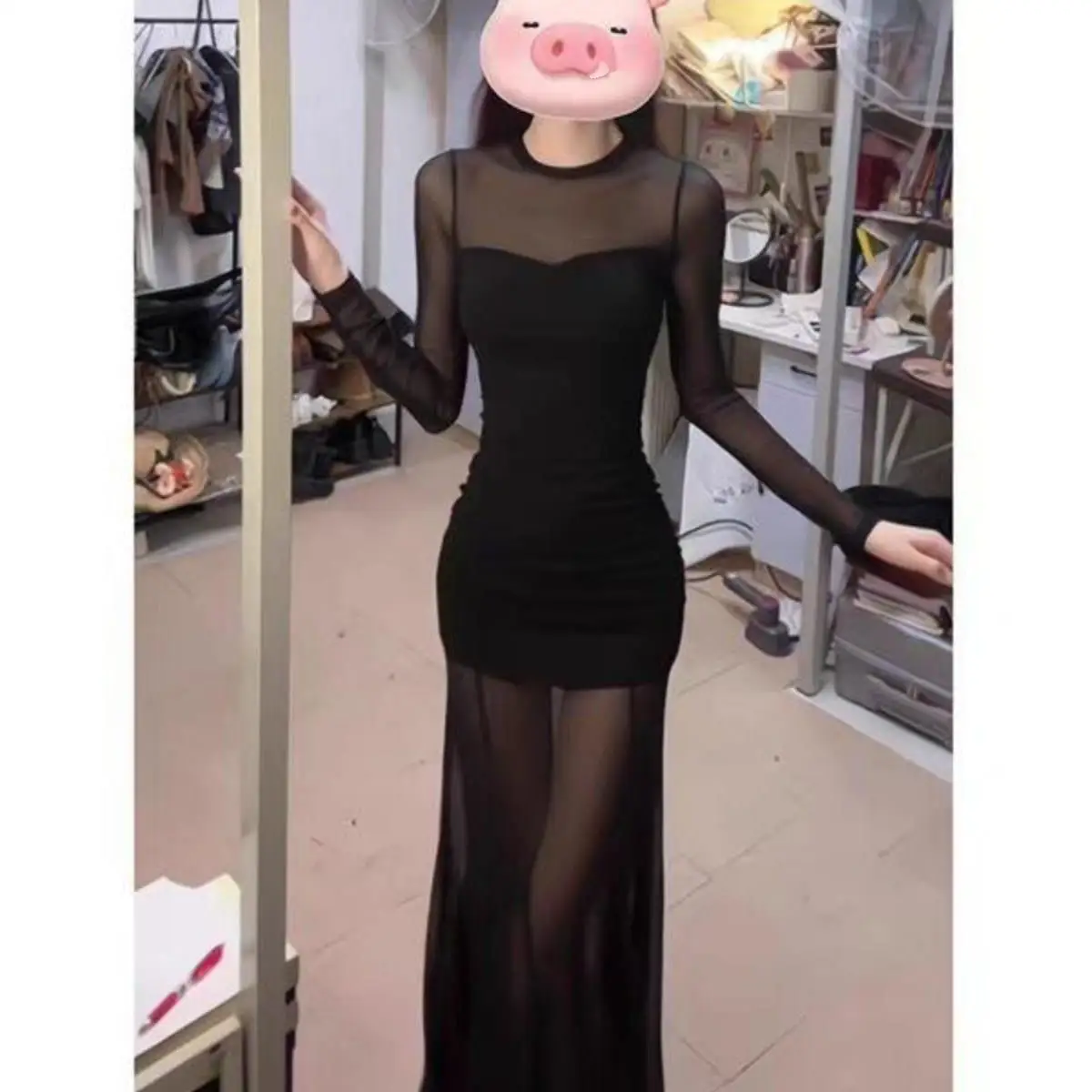 

Ele High-Waisted Long-Sve Women's Dr Sexy Fi-Tail Design Pure Desire Sle Skirt Single Piece CiWalk Faion