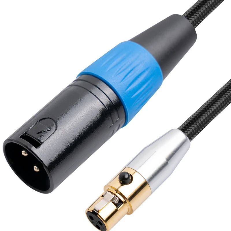 B76B 3-Pin Mini XLR Male to XLR Female Adapter Cable Balanced Cord for Recording Speaker Systems Radio Station 1Ft