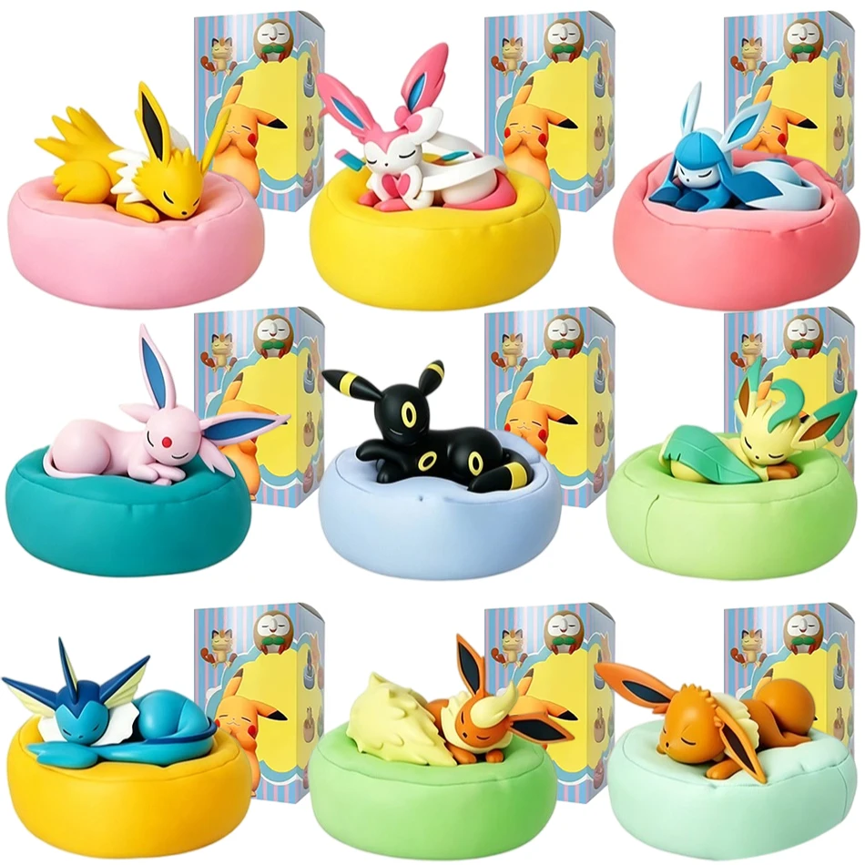 Heiß begehrte Anime-Figur Eevee Multi-Form-Serie Blindbox Desktop-Dekoration Ornament-Set Spielzeug Szenenbauteile Überraschungsgeschenk
