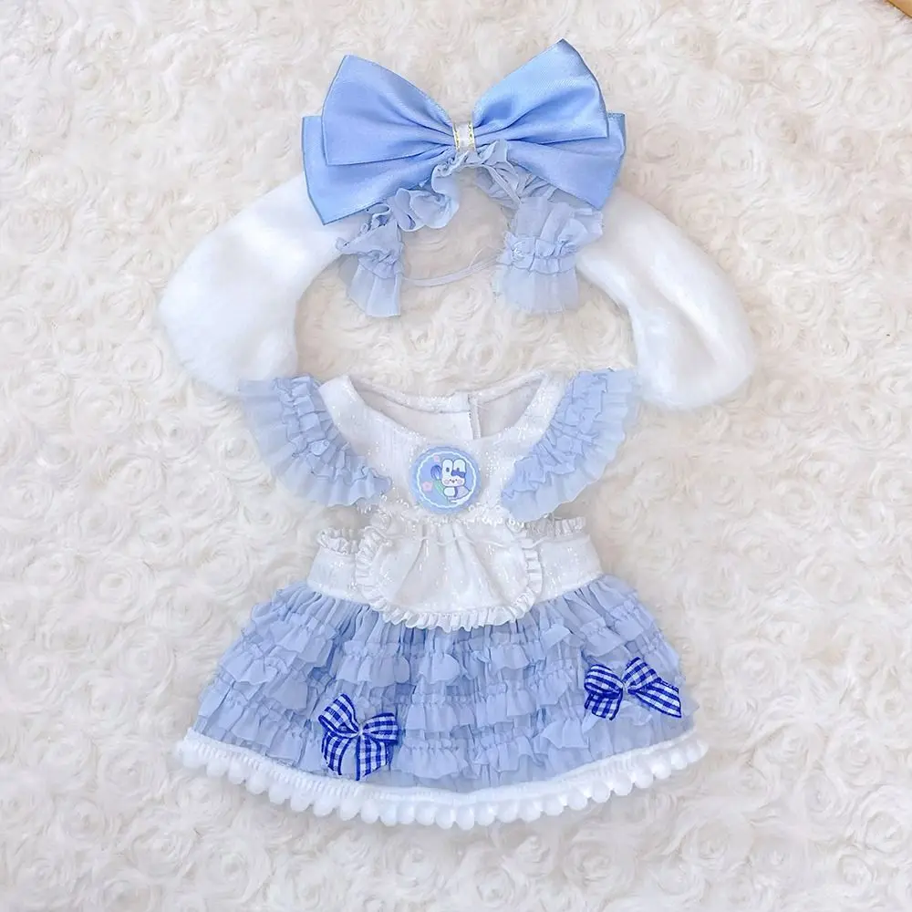 1Set Handmade 20cm Doll Clothes Maid Dress Headband Apron Kpop Plush Dolls Outfit Toys Baby Doll's Accessories Cos Suit