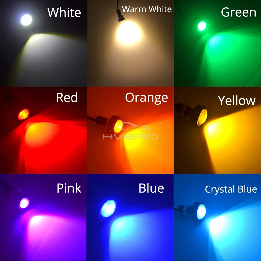 2X 23mm Car Eagle Eye Silver Shell DRL Daytime Running Light Fog LED 12V Backup Reversing Parking Signals Auto Tail Backup Lamp