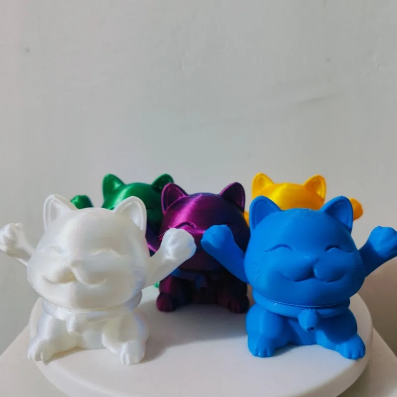 3D Printed Retractable Kitten Creative Stress-relieving Toy Desktop Ornament Toys Cute Retractable Figure Colorful Party Fun Toy